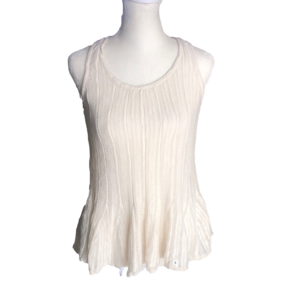 American Eagle Outfitters Cream Knit Sleeveless Round Neck Soft Tank Top - NWOT